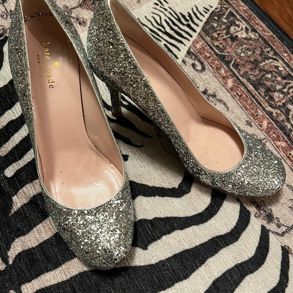 Silver colored formal high heels